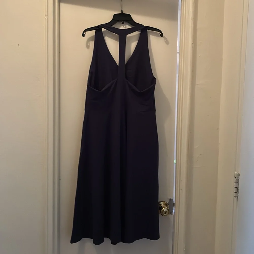 Pact Women's Eclipse Purple Fit & Flare Gathered Halter Dress - Picture 10 of 11